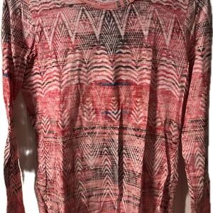 Prana Pink and Black Patterned Long Sleeve Top